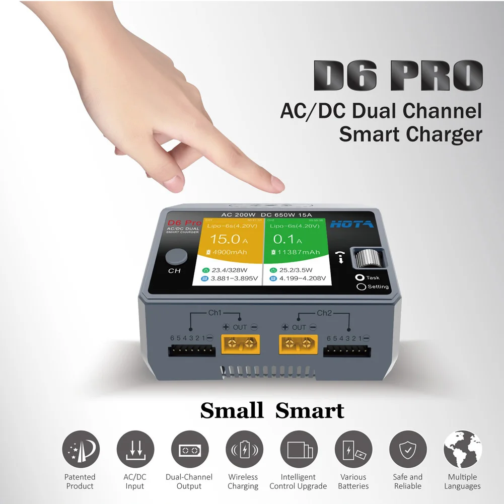 HOTA D6 Pro AC 200w DC 2x325w  - Hota D6 Pro Dual Lipo Charger ulasan dan harga